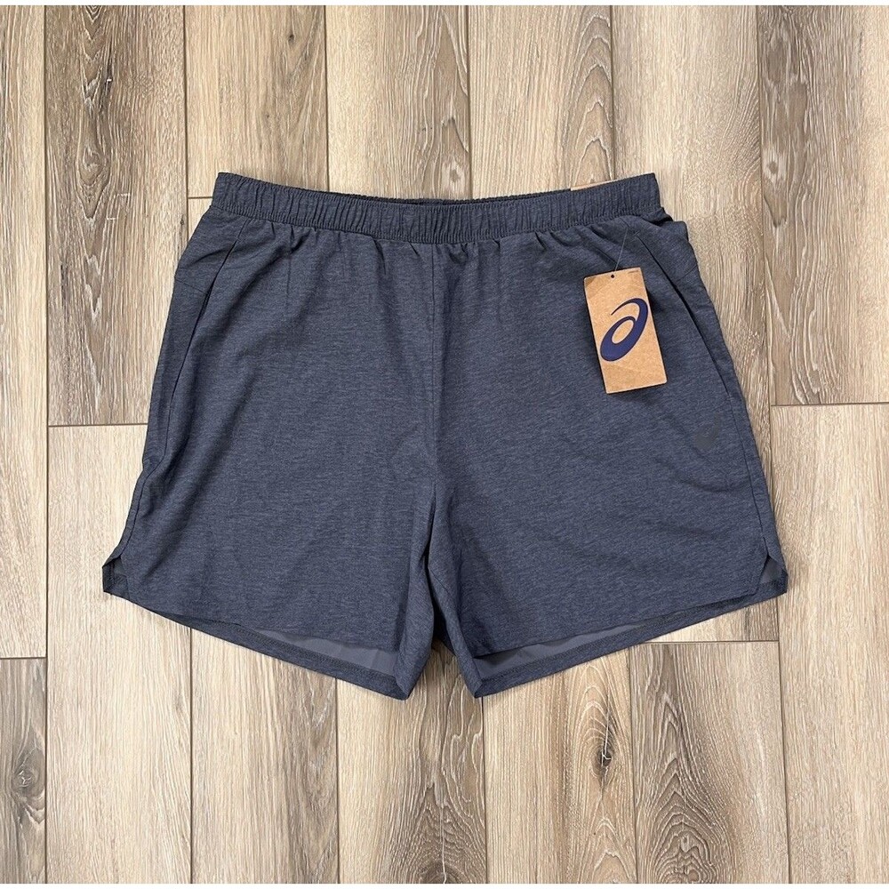 Asics Gray Athletic Training Short 5” Inseam Unlined Pockets Workout Mens Sz M